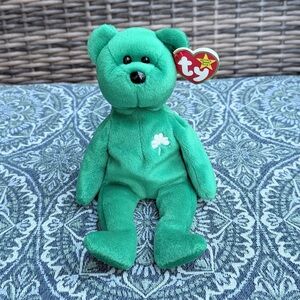 TY Beanie Babies Collection ERIN Green Bear With Tag Plush Doll Toy 1997